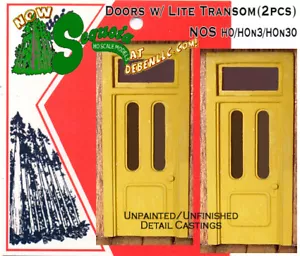 Depot/Station Doors w/Transom Lite (2pcs HOn3/HOn30 Sequoia Models/FSM (NOS) - Picture 1 of 9