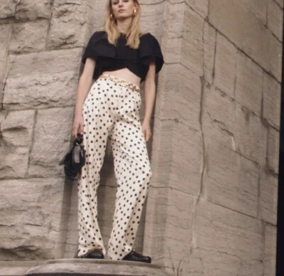 ZARA NUEVO PANTALÓN FLUIDO PIERNA ANCHA LUNARES EDICIÓN LIMITADA PANTALÓN Cintura Alta M Foto 1 de 4