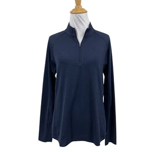 Puma Shirt Womens M Medium Navy Quarter Zip Long Sleeve Performance Mock Neck - Picture 1 of 11