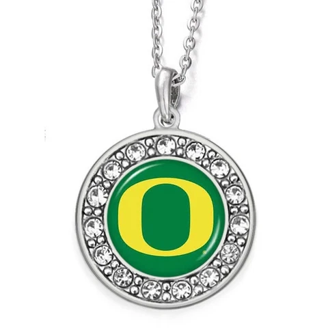 Oregon Ducks Womens Silver Link Chain Necklace And Pendant Cover