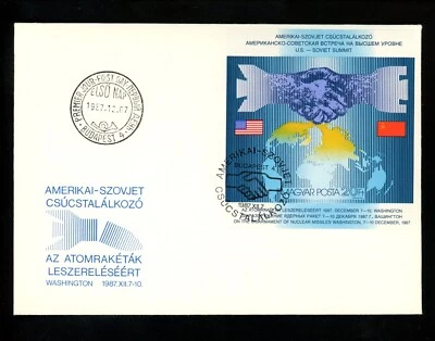 Postal History FDC #3101 Hungary nuclear treaty US USSR Flag 1987 - Image 1 of 2