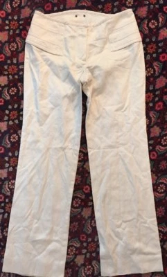 COSTUME NATIONAL PANTS White Cotton Linen Slim Straight Trousers US 4 IT 40 - Image 1 of 4