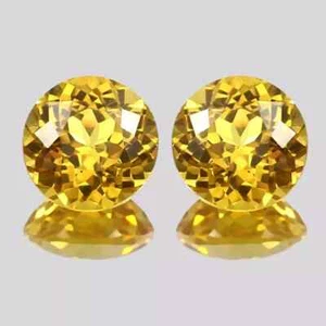 Natural Ceylon Yellow Sapphire 40 Ct Round Cut Certified Loose Gemstone Pair - Picture 1 of 7