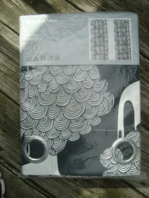 IKEA Kajsamia BLACK White Tree NEW Pair Curtain Panel Silver Grommet 2 Drape NIP - Image 1 of 4