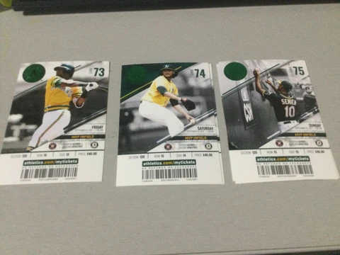 Oakland A’s Athletics 2017 TICKET STUB VS ASTROS~9/8/17 9/9/17-9/10/17 Cover