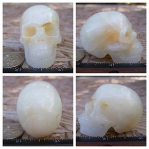 Calavera de piedra de ágata de 2,1" tallada a mano realista 94,4 g 3,3 oz cristal curativo - Imagen 1 de 12