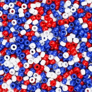 Sistenia 1000+ Pony Perlen 9mm Patriotisch Acryl Rot Weiß Blau Perlen für 4.... - Bild 1 von 7