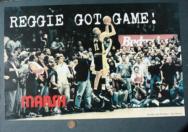 Póster de la superestrella de los Indiana Pacers de la NBA Reggie Miller firmado autografiado de Marsh BONITO- Foto 1 de 1