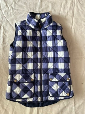 US Polo Assn Women Quilted Puffer Vest Sz S Navy White Checkered Plaid Zip Up - Image 1 of 4