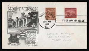#1032 1-1/2c Mount Vernon-Combo, Aristocrat H/C FDC **ANY 5=FREE SHIPPING** - Picture 1 of 1