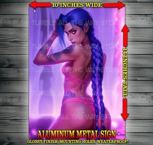 Sexy Jinx Arcane League of Legends Anime Lingerie Metal Sign Wall Art 10" x 14" - Picture 1 of 1