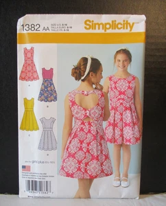 Simplicity Pattern 1382 Girls Dress Back Varia. Size 8-16 Uncut Box Pleats 2014 - Picture 1 of 13