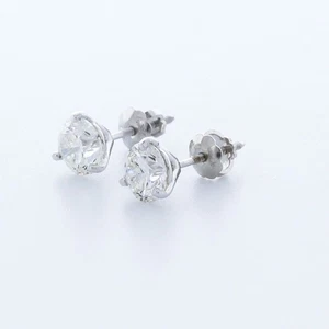 2 CTW F SI1 Round Cut Natural Earth Mined Certified Diamonds 14k Gold Earrings - Picture 1 of 2