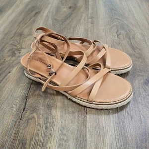 LUCKY BRAND Women's Brown Strappy Leather NEMELLI Wedge Espadrille Sandals 8.5 - Picture 1 of 9