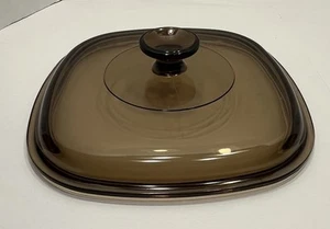Vintage Pyrex A-9-C Square Amber Glass Replacement Lid Only 8.5” 2Qt Casserole - Picture 1 of 9