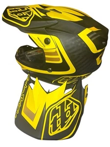 Troy Lee Designs SE4 Carbon Helmet w/MIPS Flash Black/Yellow Size Medium - Picture 1 of 9