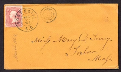 US 1864 CIVIL WAR COVER PERIOD SCOTT #26 TIED "PORT ROYAL" S.C. NEAT DUPLEX - Image 1 of 2