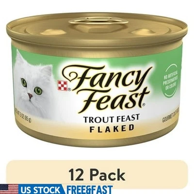 Paquete de 12 alimentos húmedos para gatos trucha en escamas 3 oz nutrición equilibrada completa gatitos nuevo Foto 1 de 4