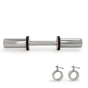 Sunny Health & Fitness 16" Olympic Dumbbell Bar with Spin-Lock Ring Collars - Picture 1 of 8