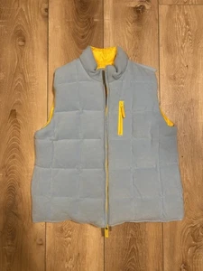 Vintage Y2K Old Navy Reversible Quilted Puffer Vest Zip XL - Blue/Yellow - Picture 1 of 6