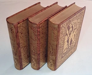 DANTE Divine Comédie 3 Tomes Complète JEAN DE BONNOT Reliure Cuir Dorée Rare - Picture 1 of 23