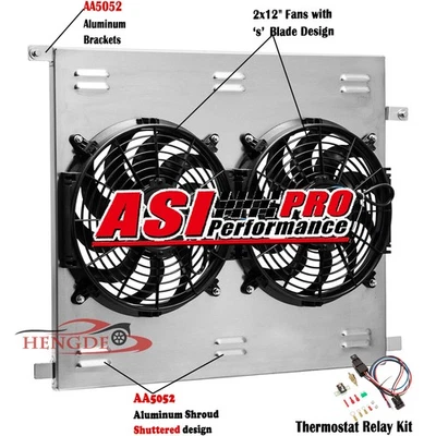 ASI Aluminum Shroud Fan+Relay Fit 2005-2015 2010 Toyota Tacoma 2.7L l4 4.0L V6 - Image 1 of 4