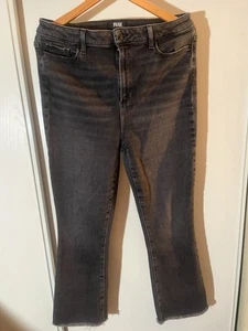 Paige Claudine Ankle Flare Jeans Damen 33 Washed Out schwarz ausgefranste Säume Stretch - Bild 1 von 21