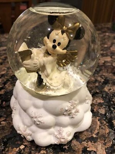 Disney 1997 Christmas Snow Globe Vintage Music Box Choir Angel Minnie Mouse Joy - Picture 1 of 10
