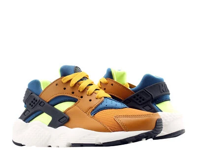 Nike Huarache Run (GS) Desierto Ocre/Azul-Voltio Niños Grandes Zapatos para Correr 654275-701 Foto 1 de 4