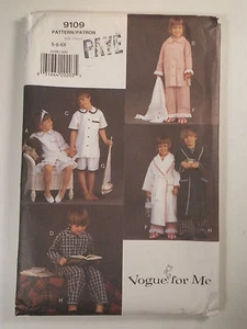 V-9109 Boy Girl Top Shorts Pants Pajamas Robe Sewing Pattern Vogue Size 5-6-6X - Picture 1 of 5