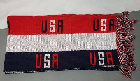 Knitmakers USA Knit Soccer Scarf Sports Red, White and Blue ~ 80" x 10" ~ Used Cover