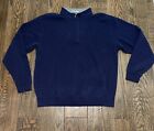 Peter Millar Mens Quarter Zip Blue 100% Cotton Longsleeve Pullover Sweater 2XL