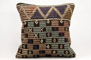 Kilim Pillow Cover, 20x20 in, Decorative Sofa Cushion, Handmade Boho Pillow - Picture 1 of 4