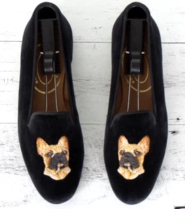 NEW! Women's $575 Stubbs & Wootton “FRENCH BULLDOG" Slippers Loafers Shoes 8 - Picture 1 of 7