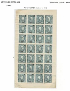 LOURENÇO MARQUES Full Pane 28 RARE Perf 12½ - 25 Reis D. Carlos CE 37b Sct#36c - Picture 1 of 2