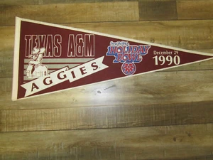 Texas A&M Sea World Holiday Bowl 1990 Vintage Filz Wimpel (New old Stock) - Bild 1 von 3