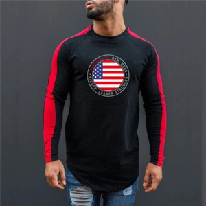 Men's Sport T-shirts Long Sleeves O-neck Collar Casual T-shirt Training Clothes - Picture 1 of 10