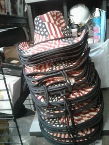 VINTAGE AMERICAN FLAG COWBOY HATS PATRIOTIC ***2 DOZEN*** - Picture 1 of 5