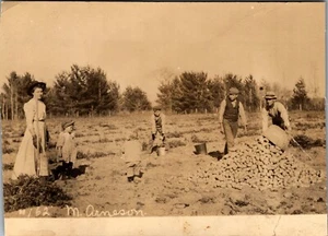 Family Harvesting Potato's Vintage RPPC 4 3/4 X 3 3/4 - Imagen 1 de 2