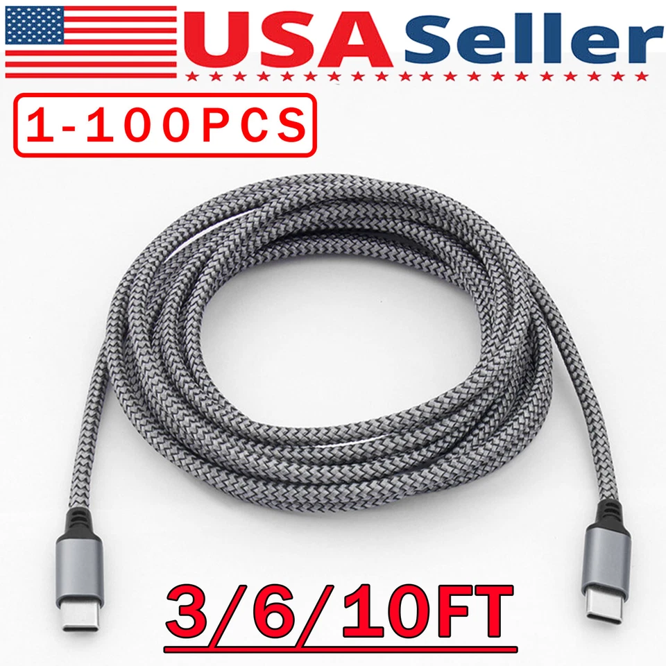 Lote Cargador Rápido Cable USB-C a USB-C de 60W Cable de Nylon PD para iPhone 16 Samsung Foto 1 de 4