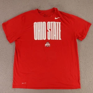 Ohio State Buckeyes Shirt Mens 2XL Red Polyester Nike Dri Fit Tee Spell Out Logo - Picture 1 of 9