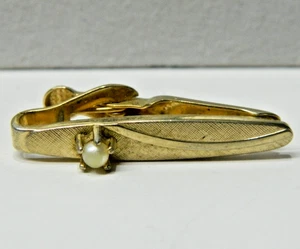 Vintage SWANK Gold tone with Pearl Tie Clip/Bar - Picture 1 of 2