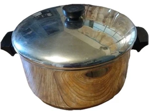 Vintage Revere Ware 1801 Copper Bottom 6 Quart Stock Pot w/ Lid Rome NY USA - Picture 1 of 6