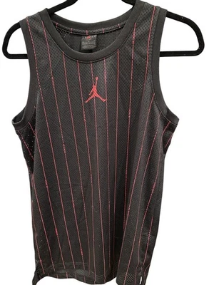 Jordan Air Jordan 23 Black Red Pinstripe Mesh Tank Jersey Youth XL 13-15 Yrs - Image 1 of 4