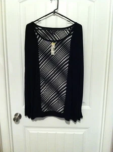 Blusa Pullover Camisa Mujer Nueva con Etiquetas 3X Blanca y Negra Manga Larga - Imagen 1 de 8