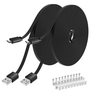 2- Pack 40FT Flat Power Extension Cable Compatible with Wyze Cam/Wyze black - Picture 1 of 5