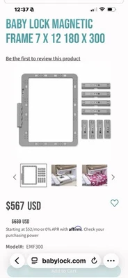 Baby Lock Magnetic Frame 7 X 12 180 X 300 EMF300 - Image 1 of 3