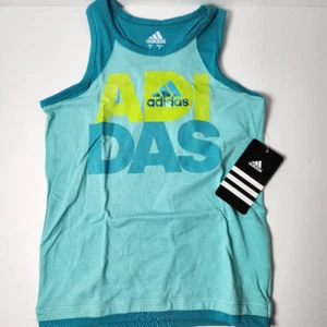 Adidas Girls Tank Top Size 5 Aqua AA4314 Climacool Sleeveless Racerback NWT - Picture 1 of 4