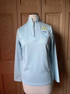 JAMIE SADOCK Sky Blue Yellow Detailed 1/4 Zip Stretchy Activewear Golf Top XS - Picture 1 of 20