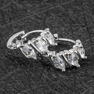 ❤️ Серьги-кольца из белого золота 9 карат с бриллиантами 15 мм с золотым покрытием ❤️UK - Изображение 1 из 4